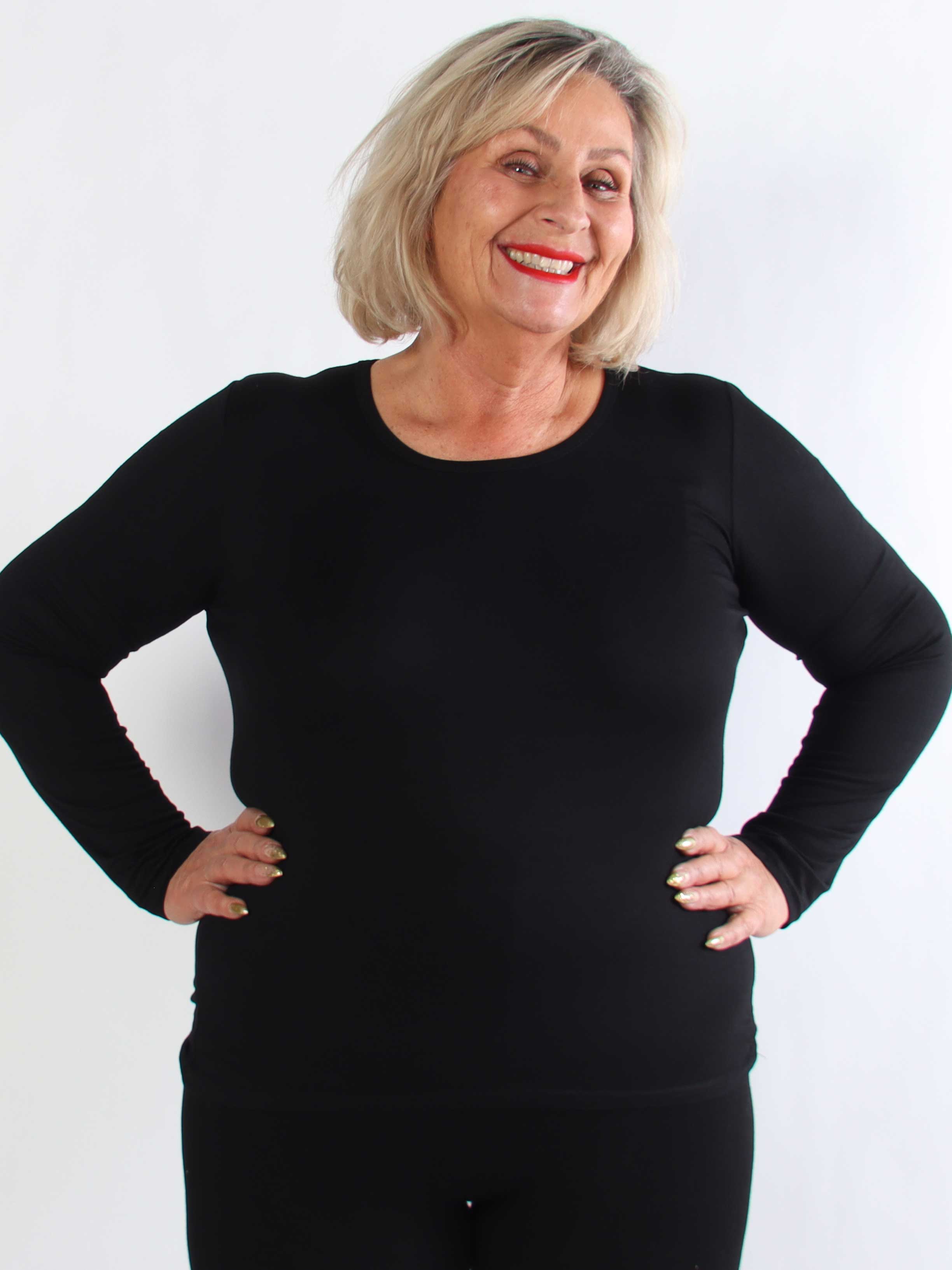 Othilla - Blød langærmet basis bluse