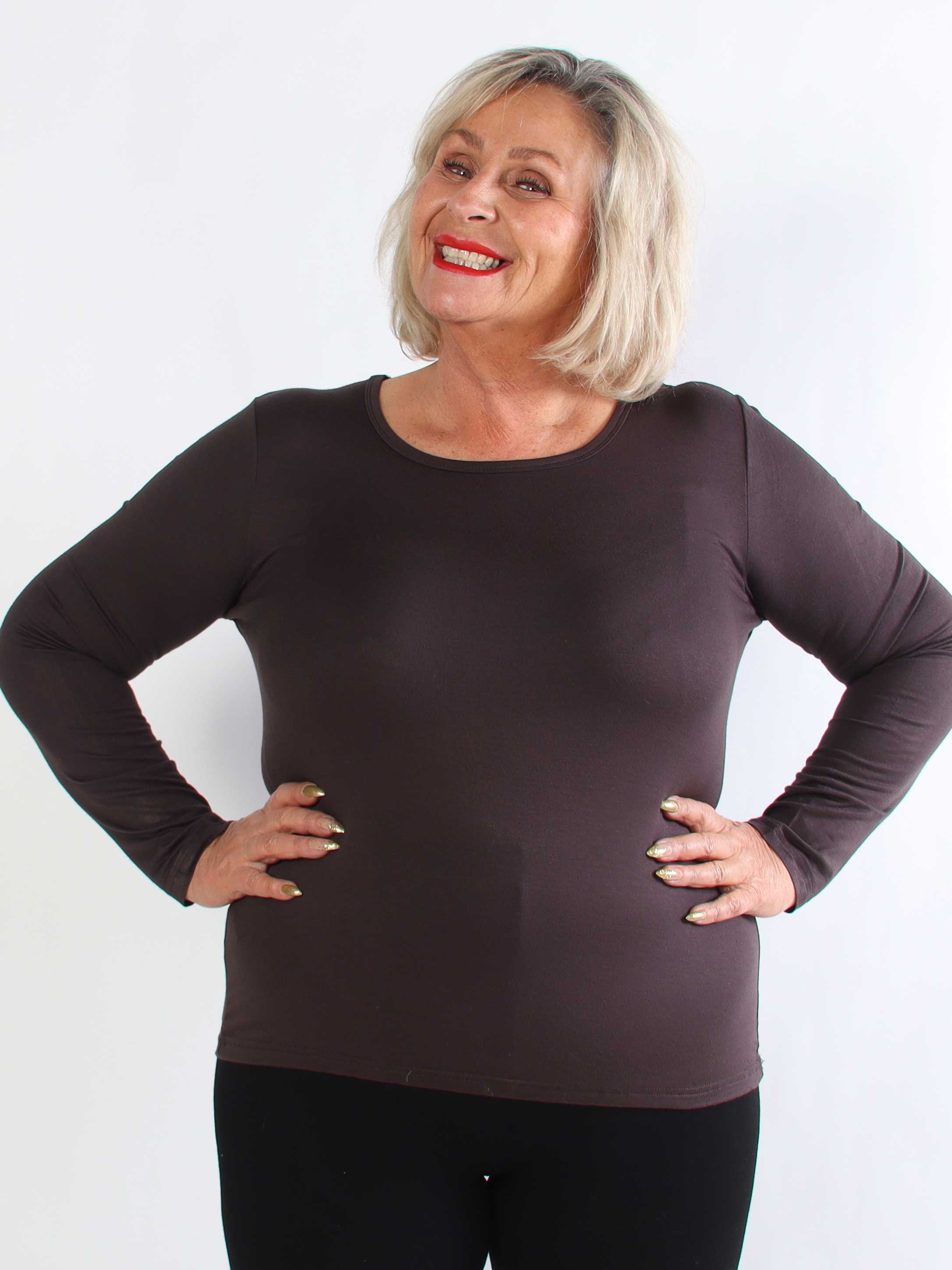 Othilla - Blød langærmet basis bluse