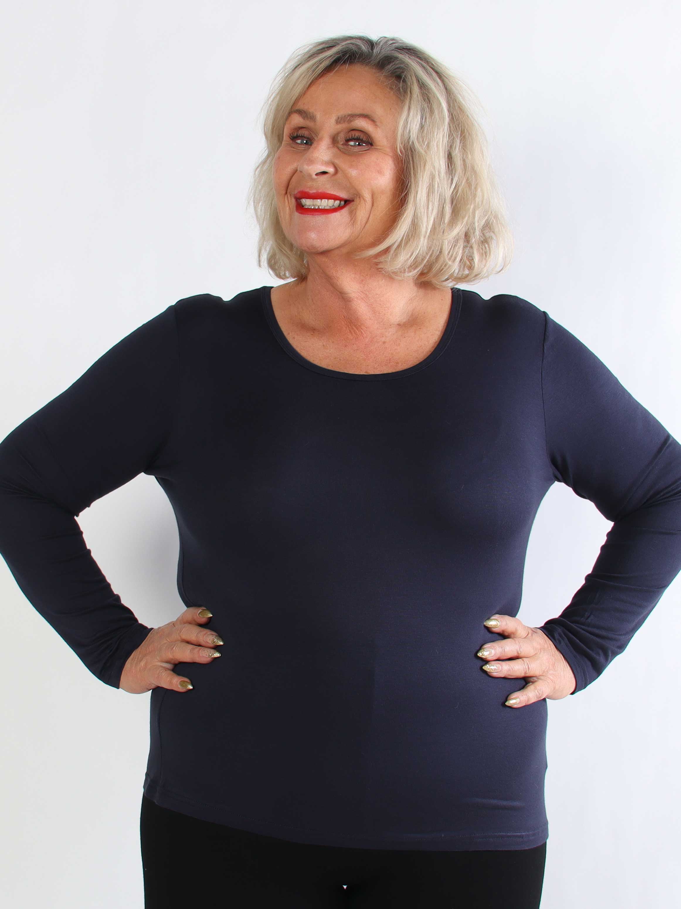 Othilla - Blød langærmet basis bluse