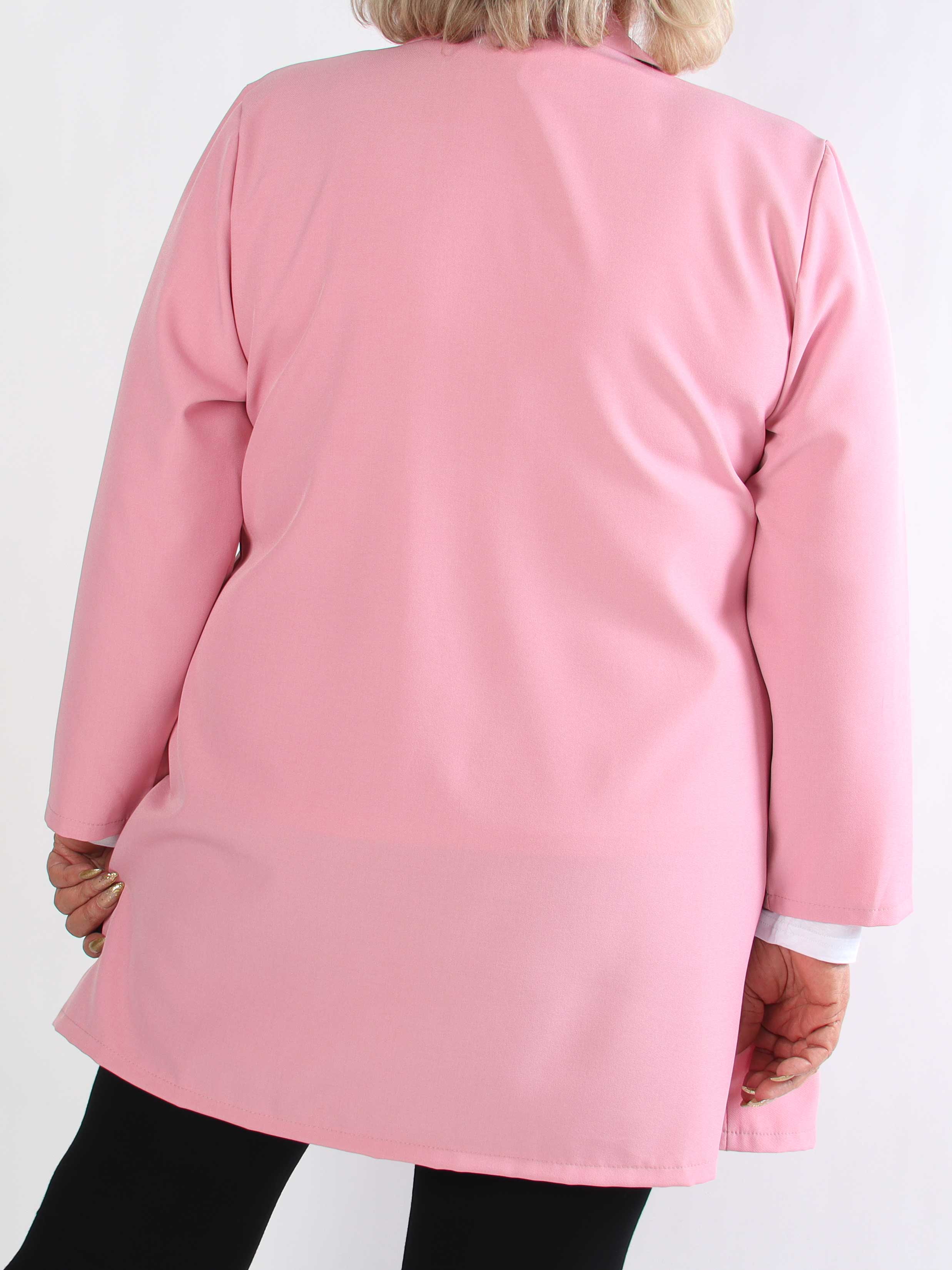 Lanthe Long Plain - Lang ensfarvet plus size blazer