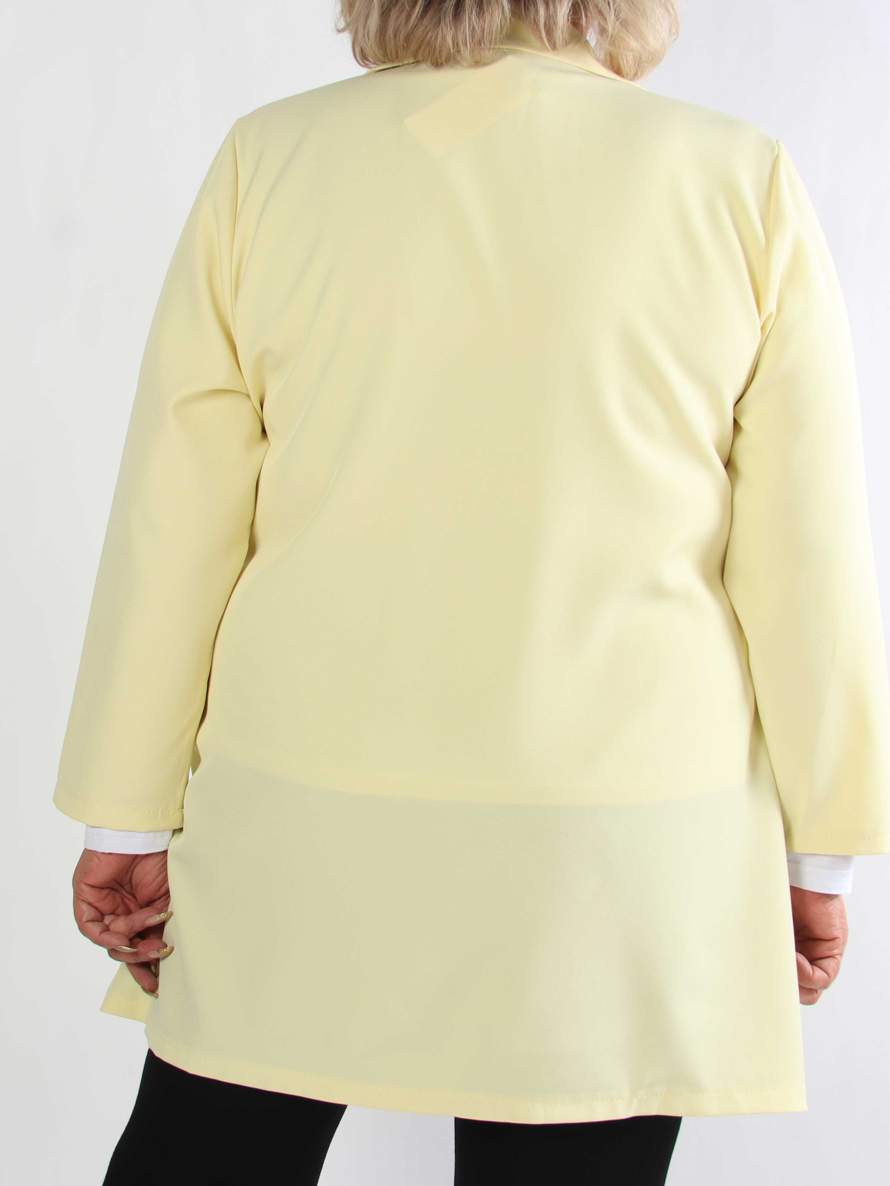 Lanthe Long Plain - Lang ensfarvet plus size blazer