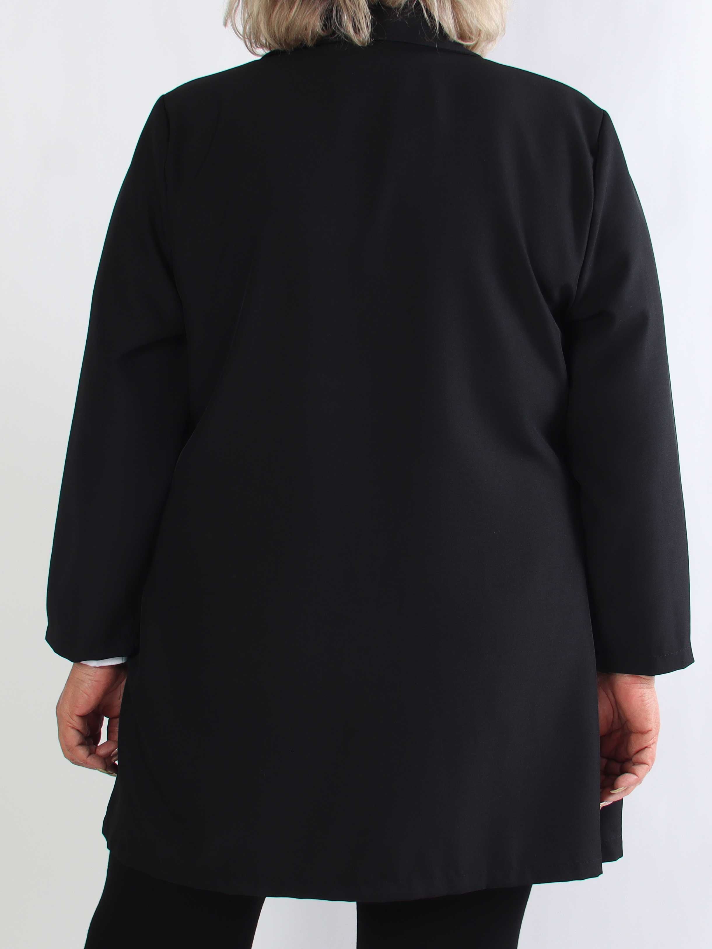 Lanthe Long Plain - Lang ensfarvet plus size blazer