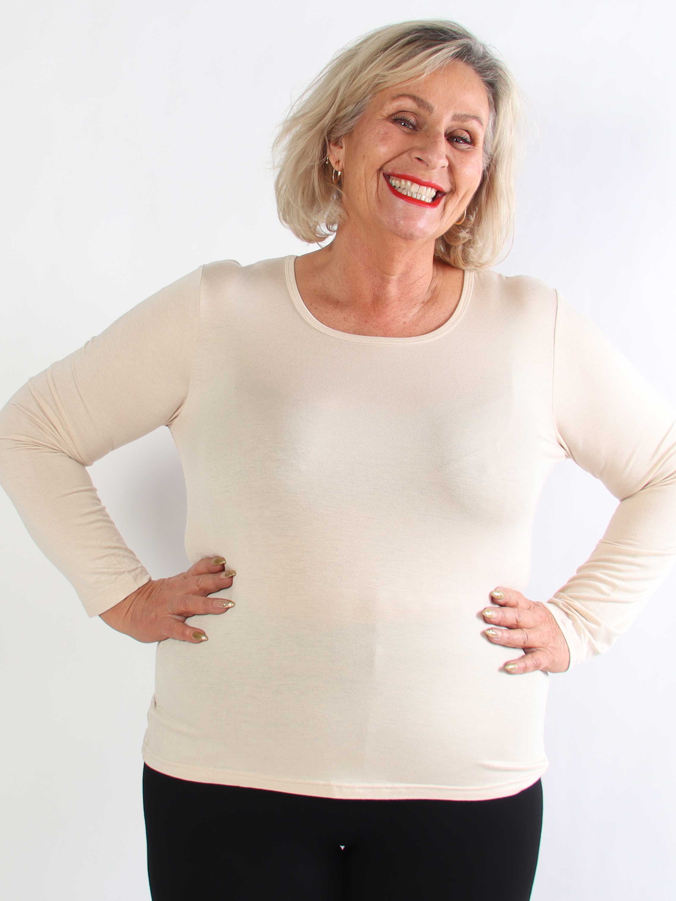 Othilla - Blød langærmet basis bluse