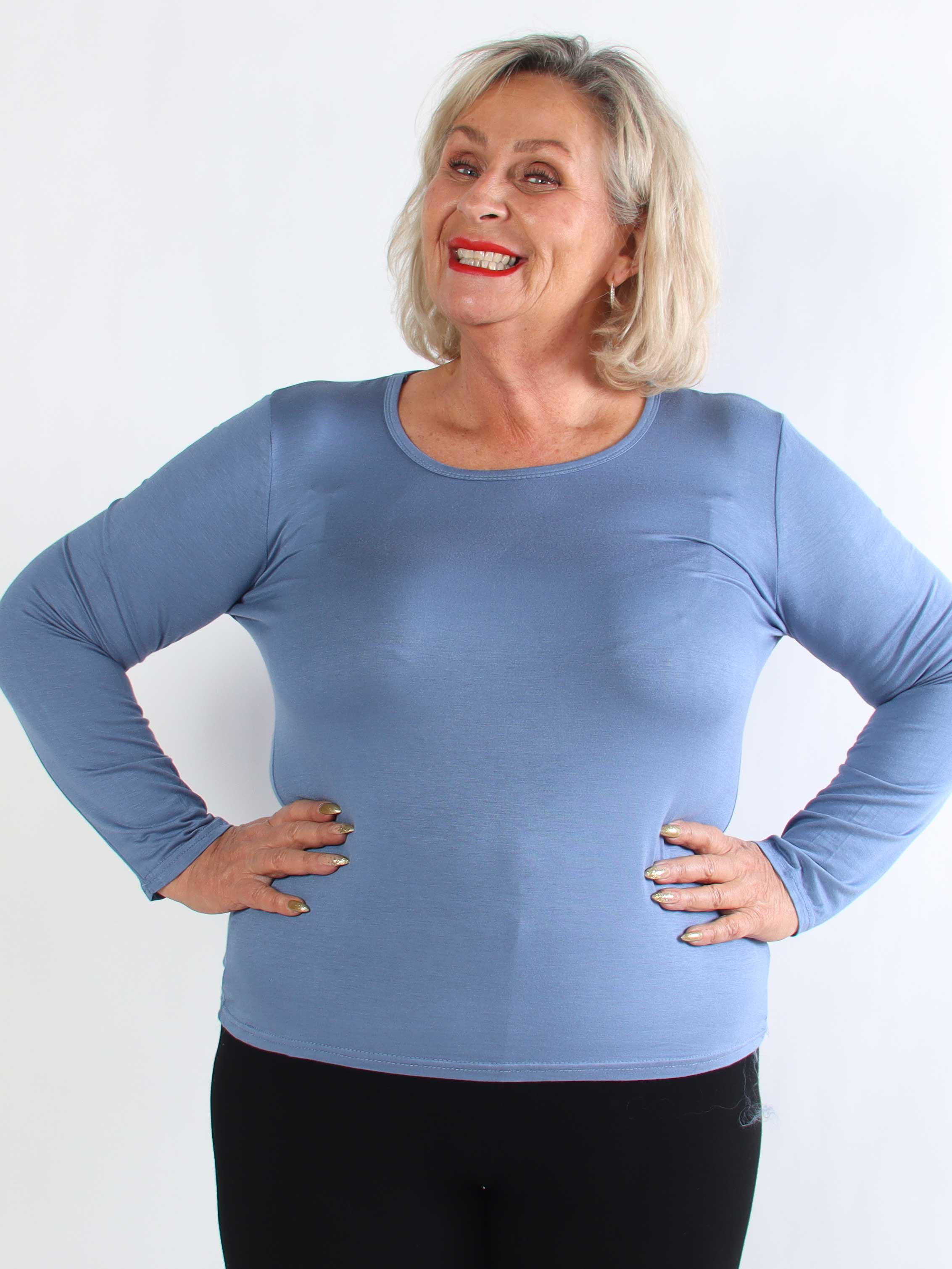 Othilla - Blød langærmet basis bluse