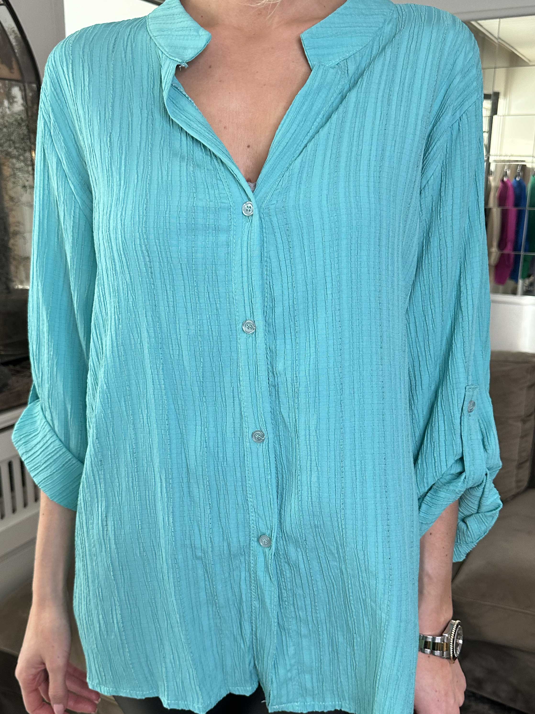 Karah - Enfärgad skjorta i crepe-look