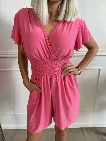 Pams Plain Playsuit - Elastisk playsuit med fickor