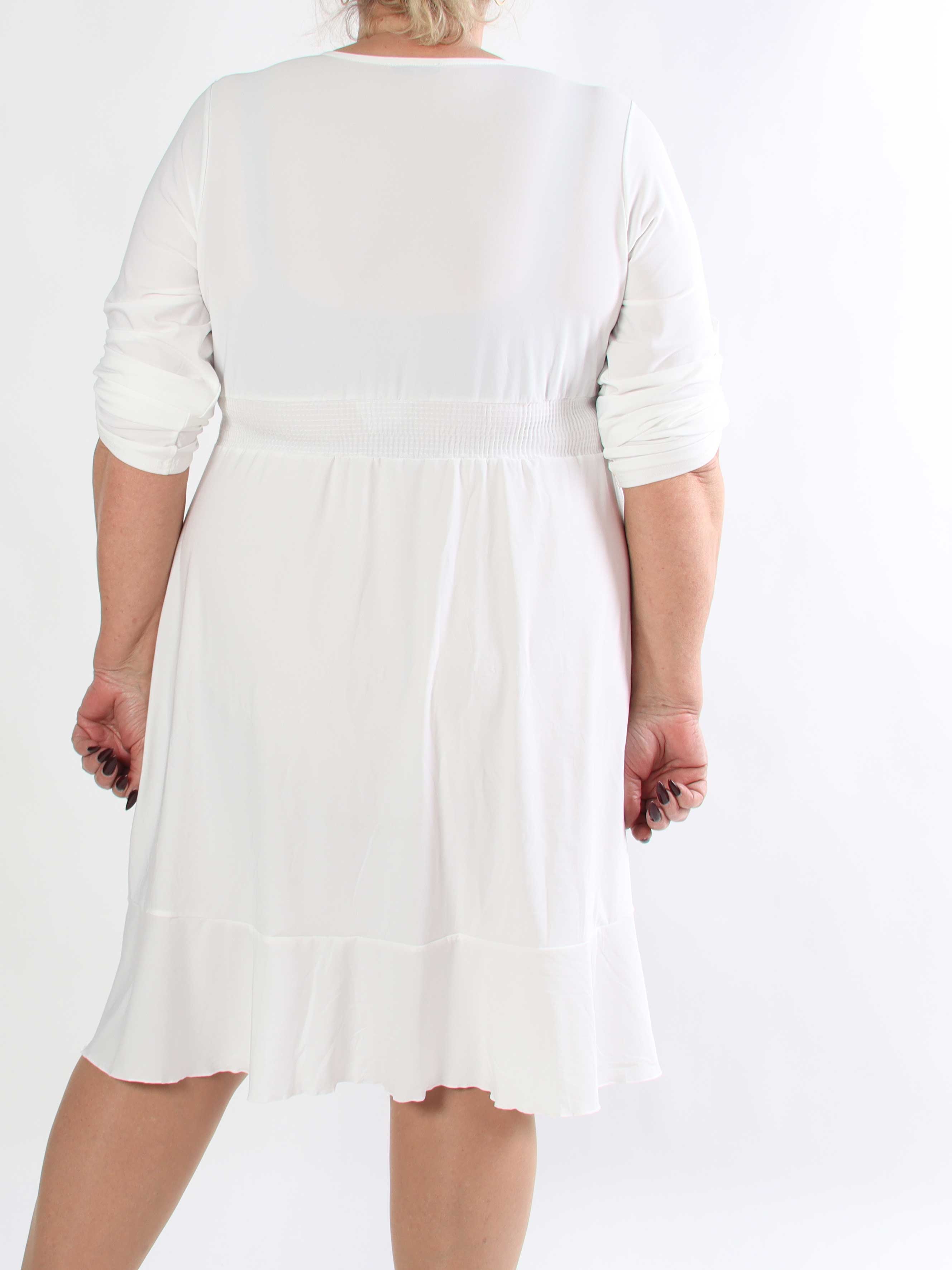 Savina Plain - Stretchig långärmad plus size omlottklänning