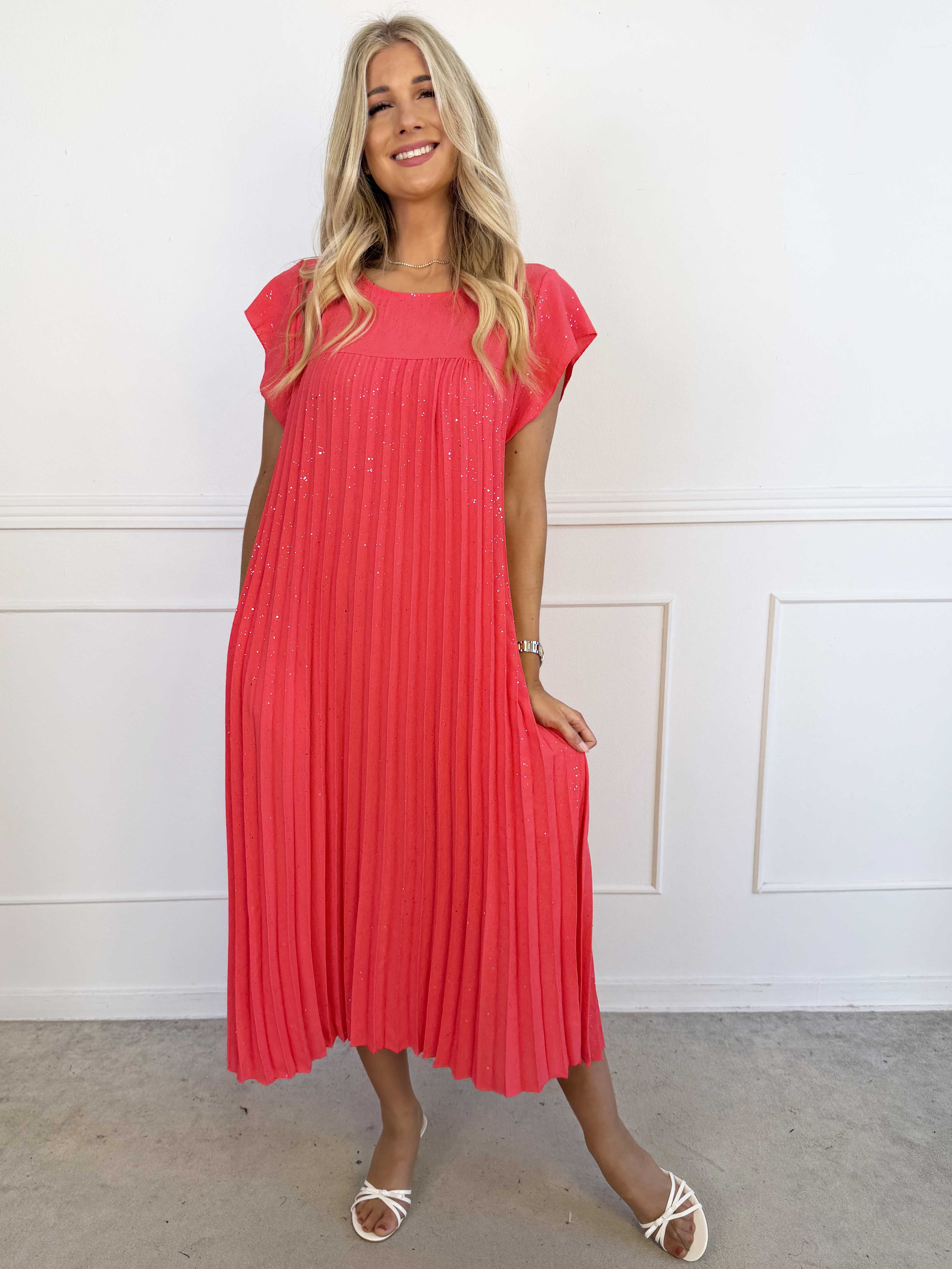 Nancy Glitter - Lång klänning med veck och fickor