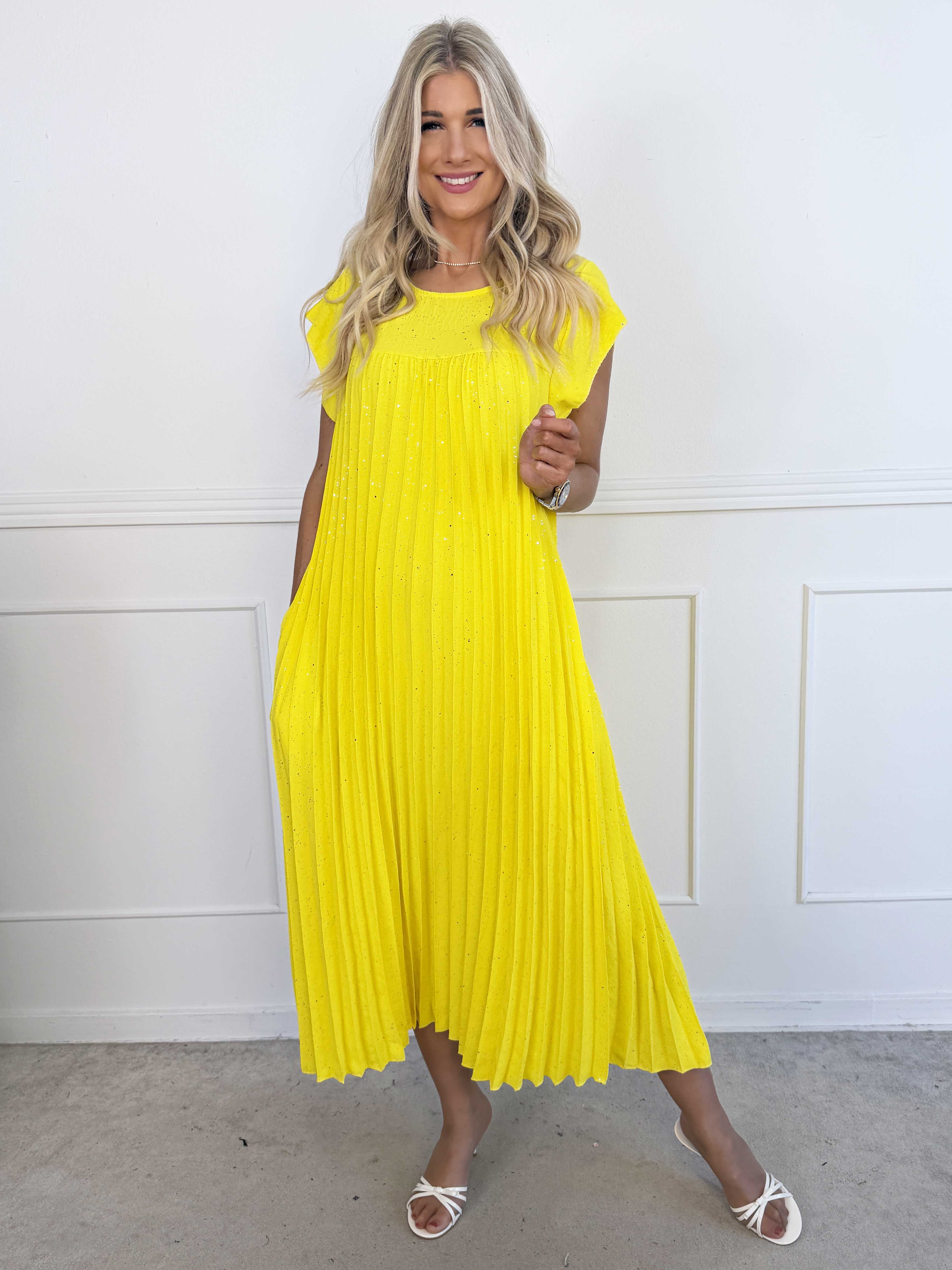 Nancy Glitter - Lång klänning med veck och fickor