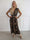 Pams Butterfly Sleeveless - Lang plus size kjole med sommerfugleprint og gulddetaljer