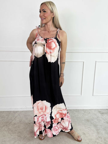 Maya - Sommarklänning med resårband med blommor