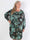 Miracle Gold Flower Dress L/S - Blommig klänning i stor storlek med resår