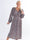 Pams Mosaic Midi L/S - Plus size klänning i skrynkelfritt tyg med långa ärmar