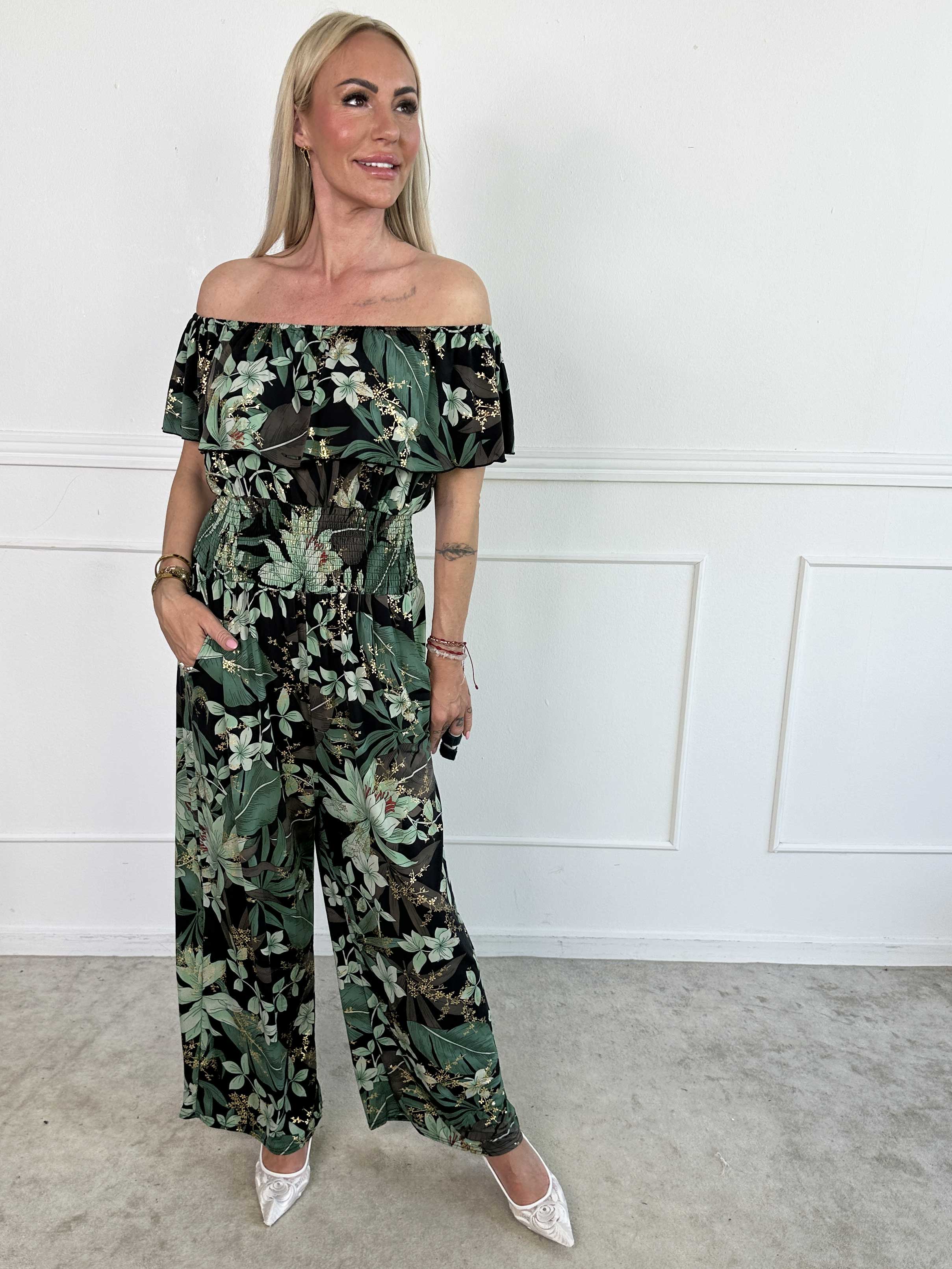 Pams Frill Jumpsuit - Elastisk jumpsuit med smock och volang