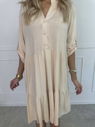 Milano Crystal Midi - Klänning med lager på lager look i viskos med similisten