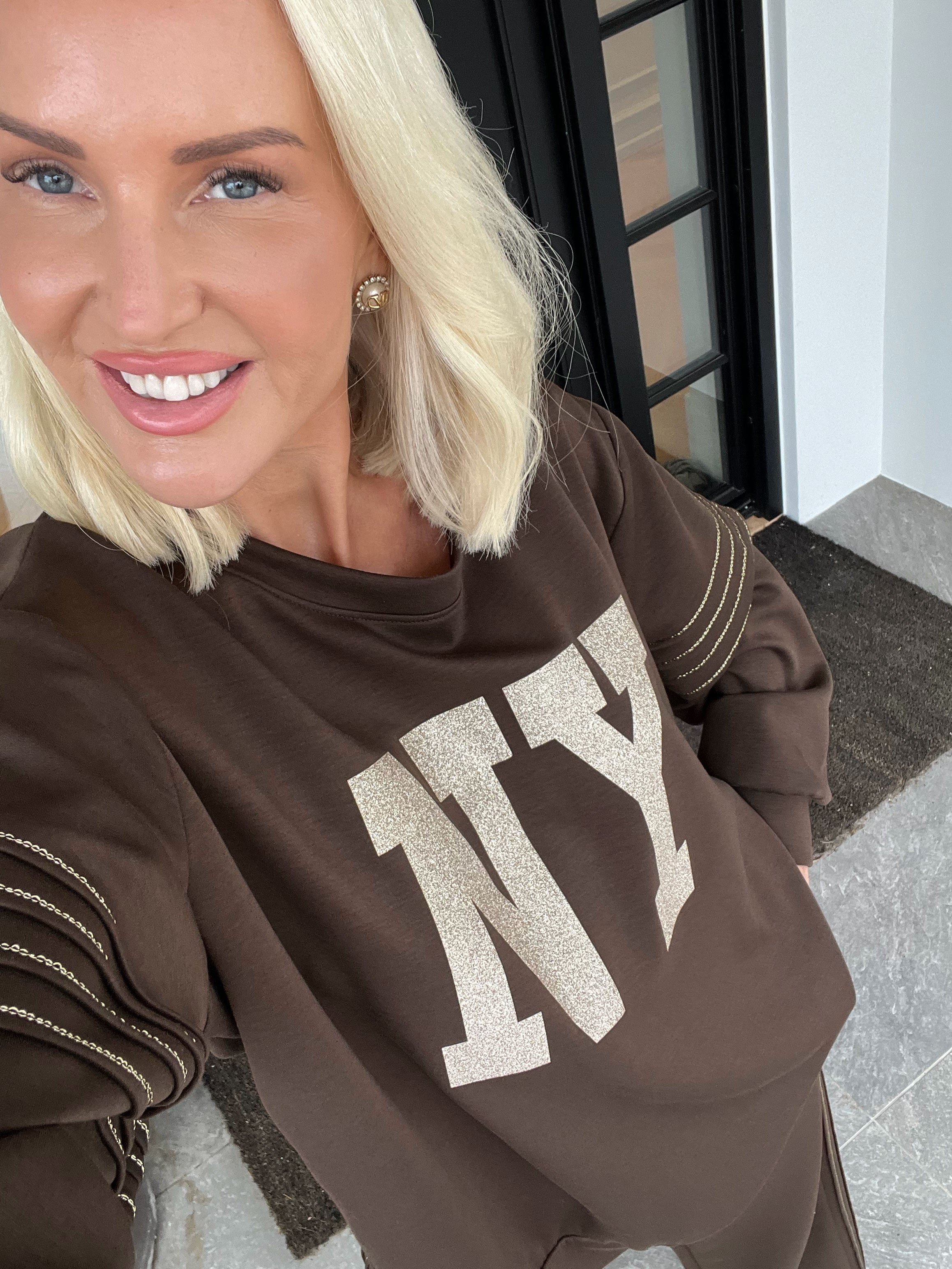 Dream NY – Träningsoverall i viskos med glittrig ”NEW YORK”-text på framsidan