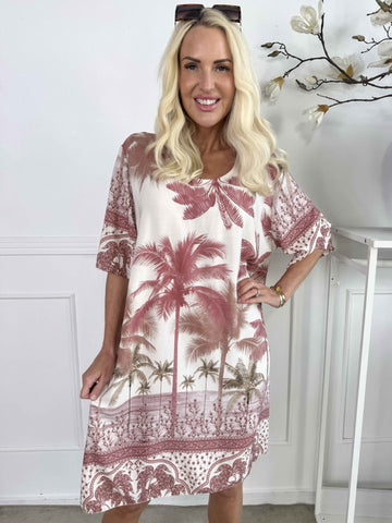 Julia - Sommarklänning med palmer och mönster