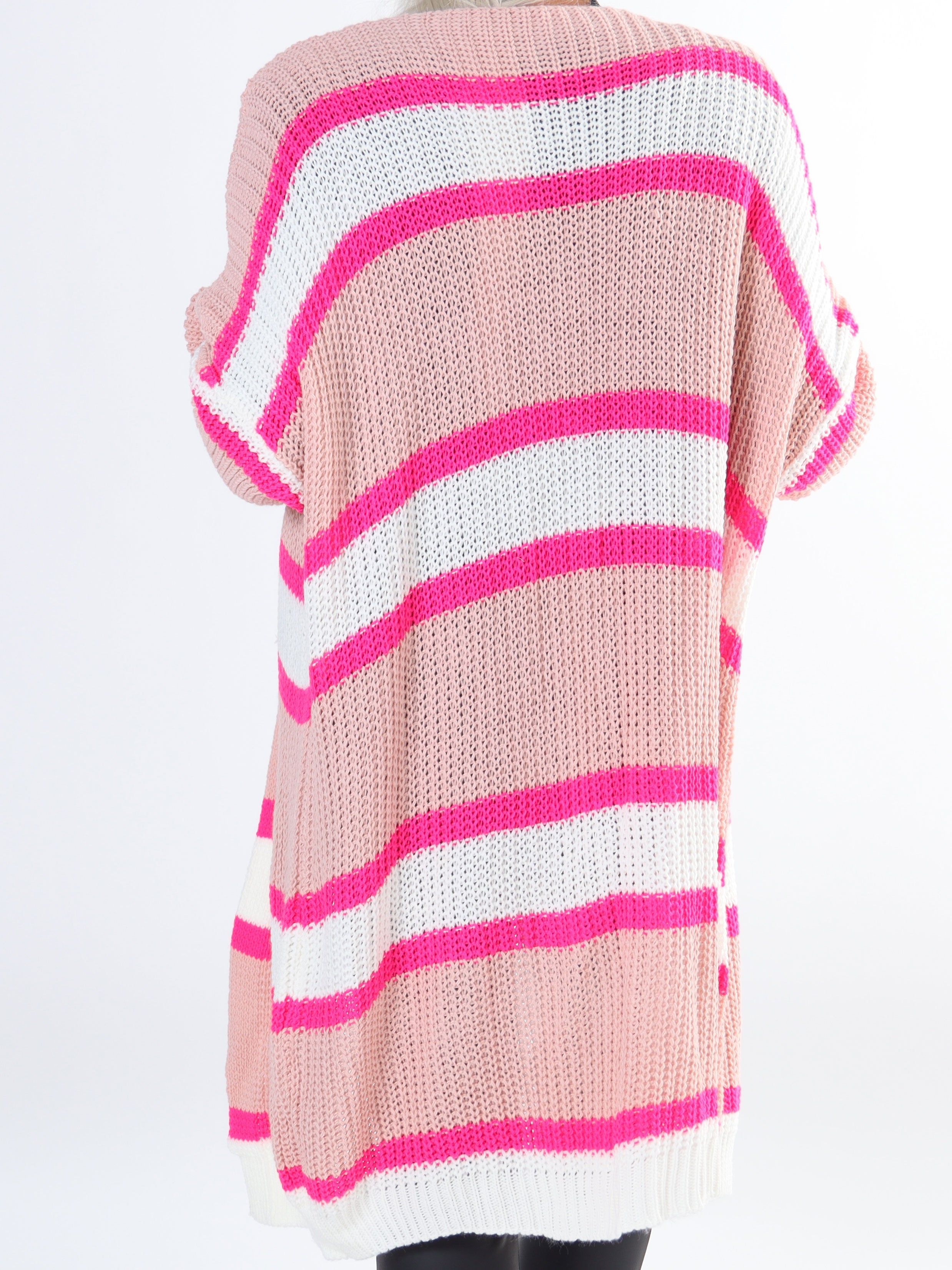 Kata - Flerfärgad randig plus size stickad kofta