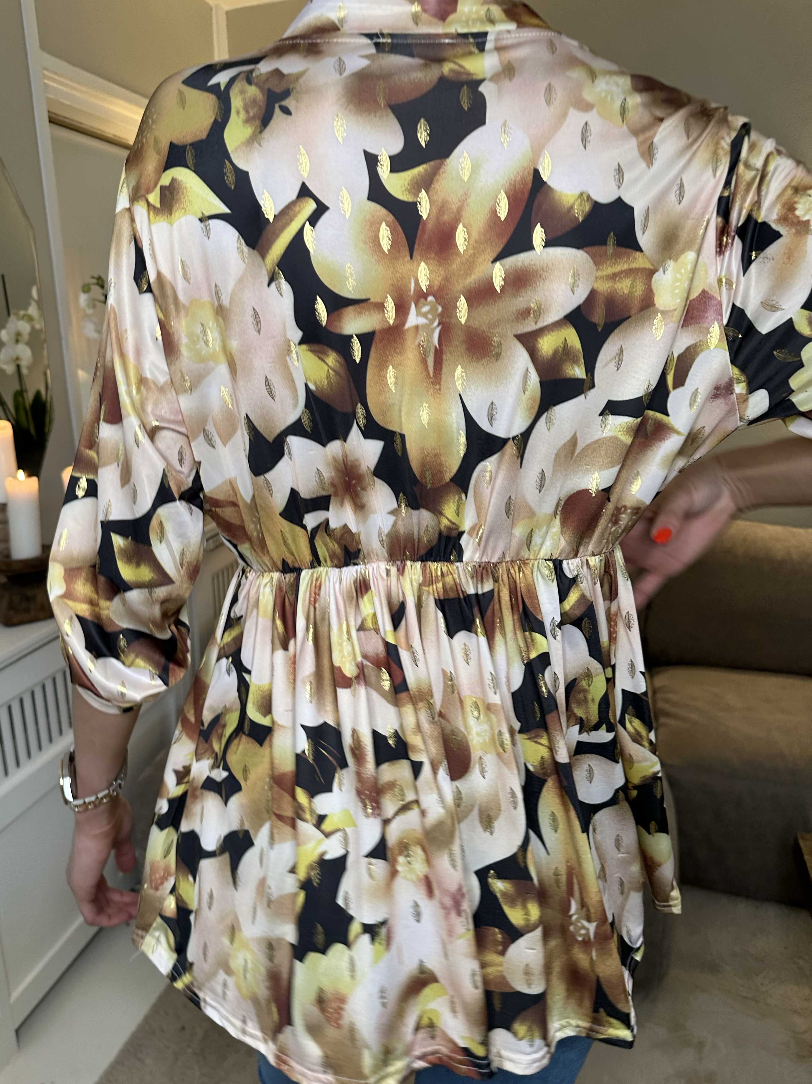 Katja Flower - Tunika med elastiskt midjemått och blommigt tryck