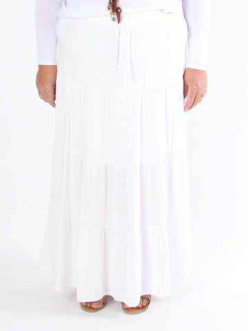 Kayla - Plus size kjol i viskos med lager-på-lager-look