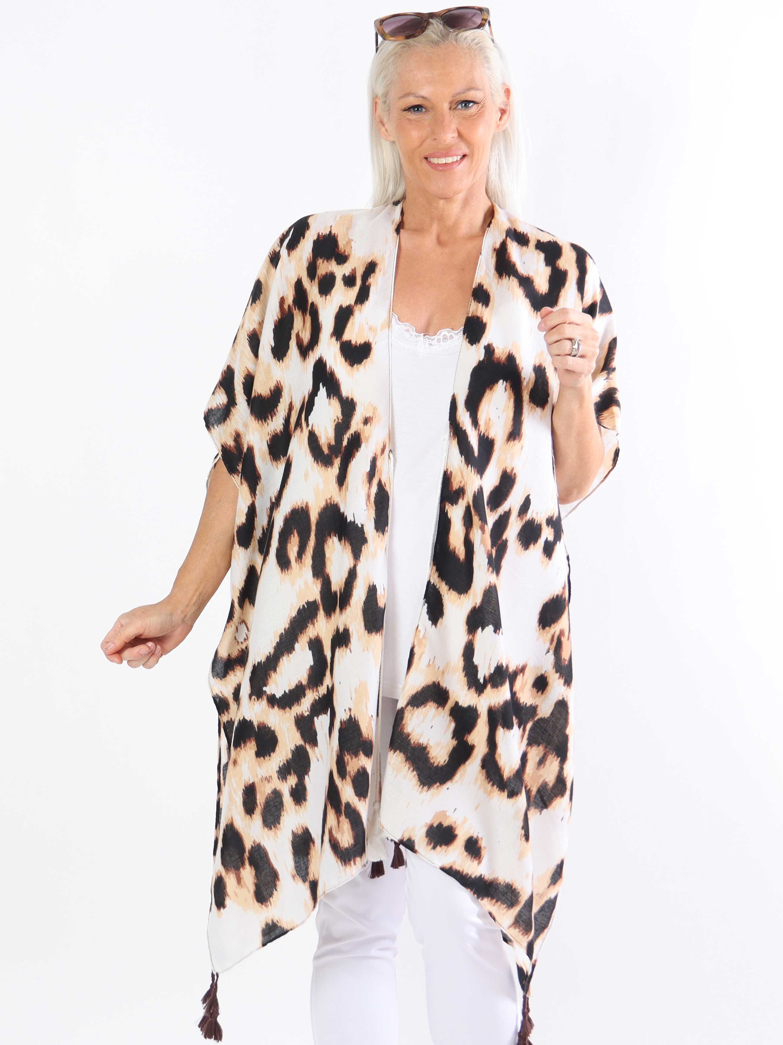 Laura - Plus size-kimono i mjuk viskos med djurmönster