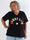 Leini - Plus size t-shirt i bomuld med v-udskæring og farverigt skrift