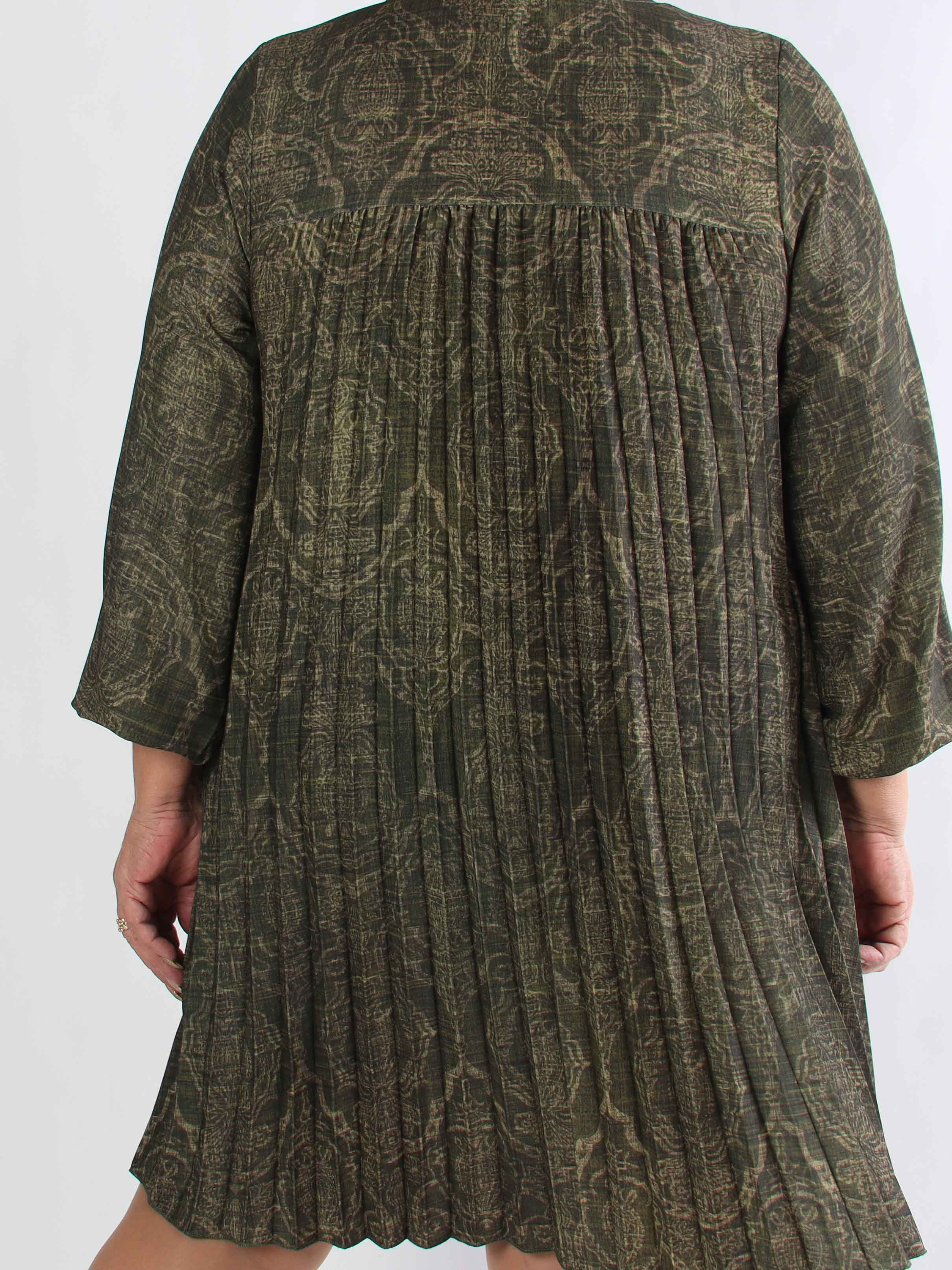 Nancy Royal Short L/S - Plus size kjole med plisseringer og lommer