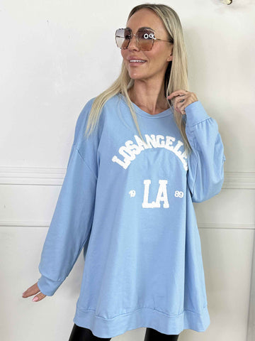 Magnolia - Sweatshirt med LA skrivet i plysch