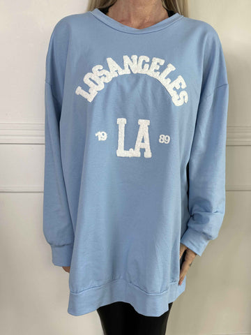 Magnolia - Sweatshirt med LA skrivet i plysch