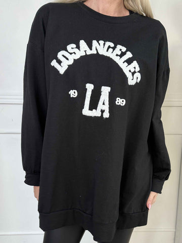 Magnolia - Sweatshirt med LA skrivet i plysch