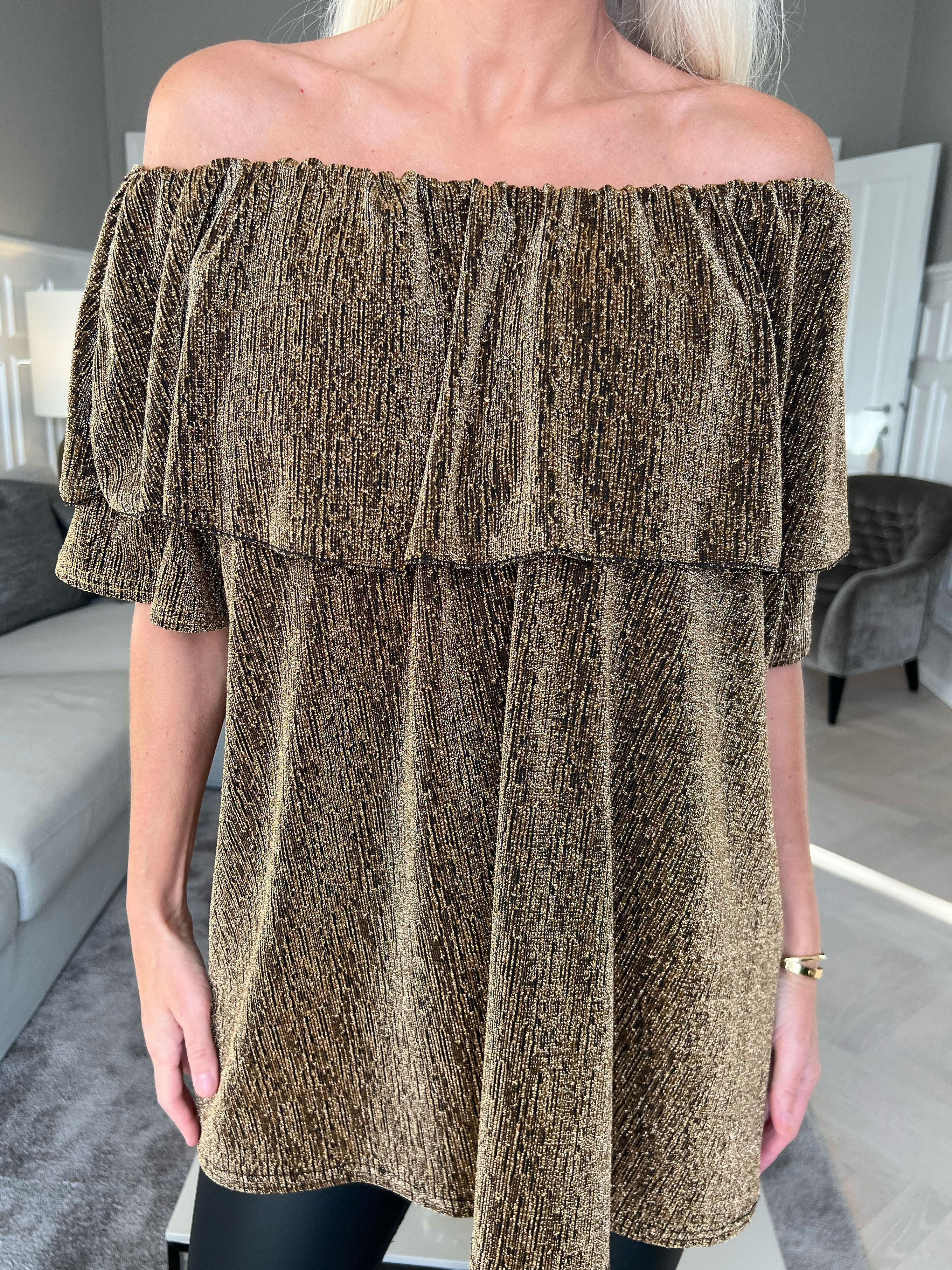 Maily - Off shoulder-blus med glittertrådar