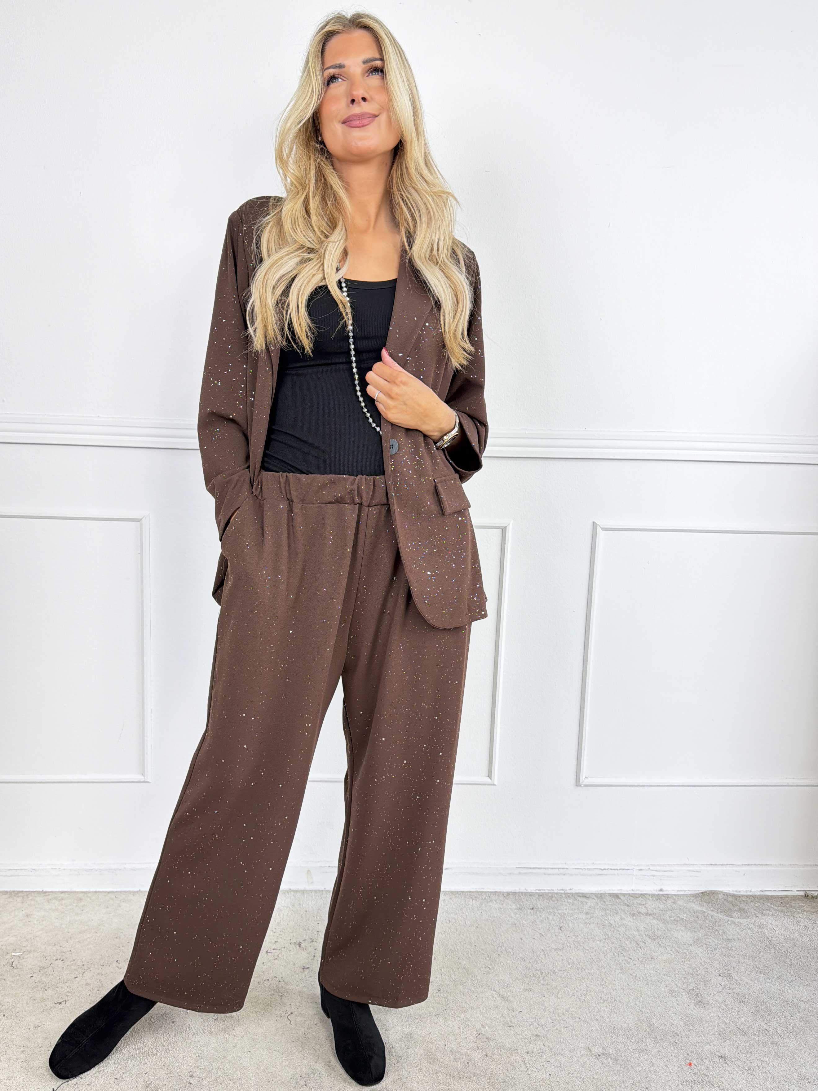 Medea Pants - Eleganta byxor med fint glitterdamm som ger en exklusiv look