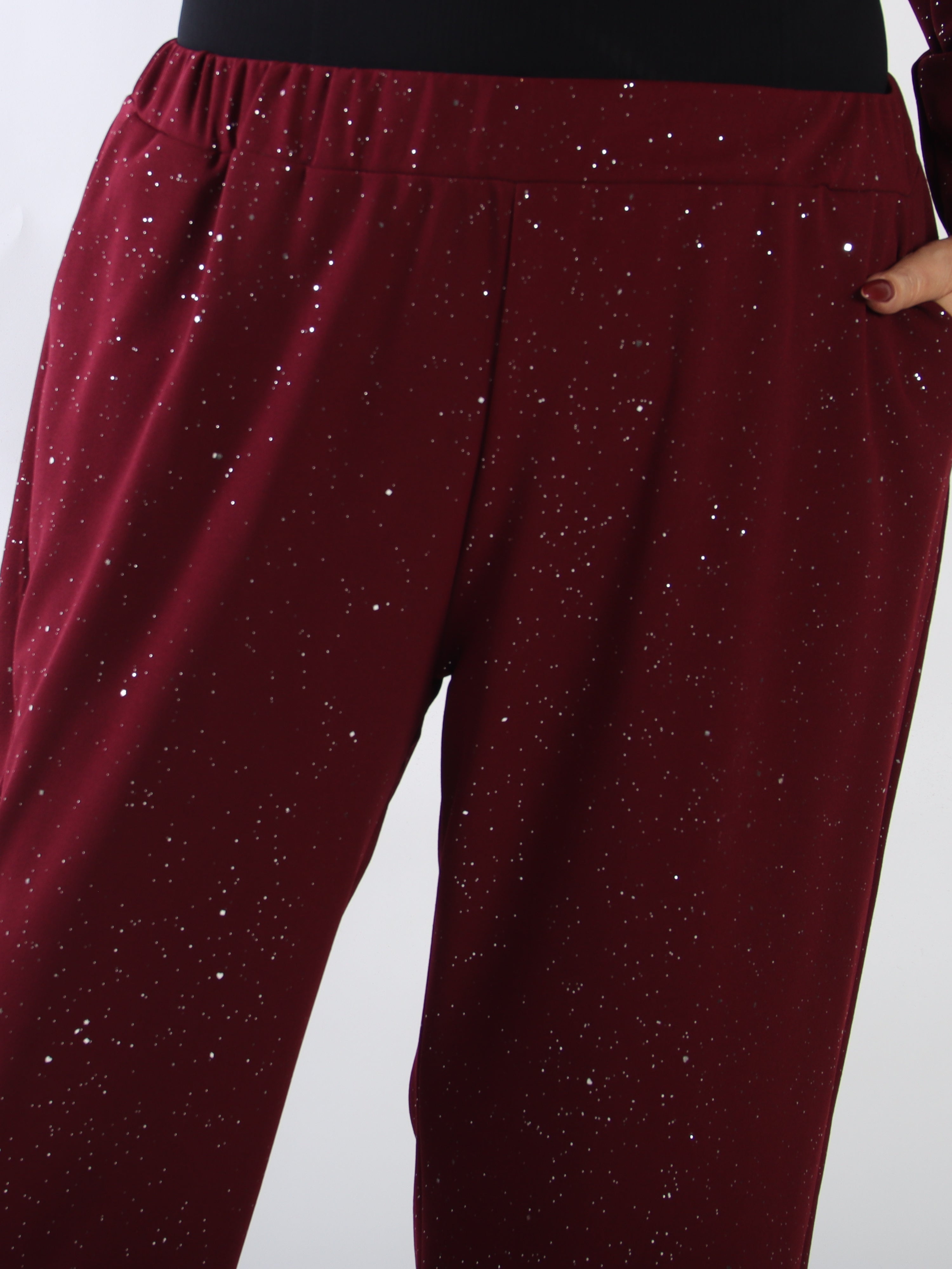 Medea Pants - Eleganta byxor i plus size med fint glitterdamm som ger en exklusiv look