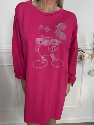 Mickey - Söt joggingklänning med fuskpälskant