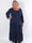 Midnight - Plus size-klänning med smockad midja och guldknappar