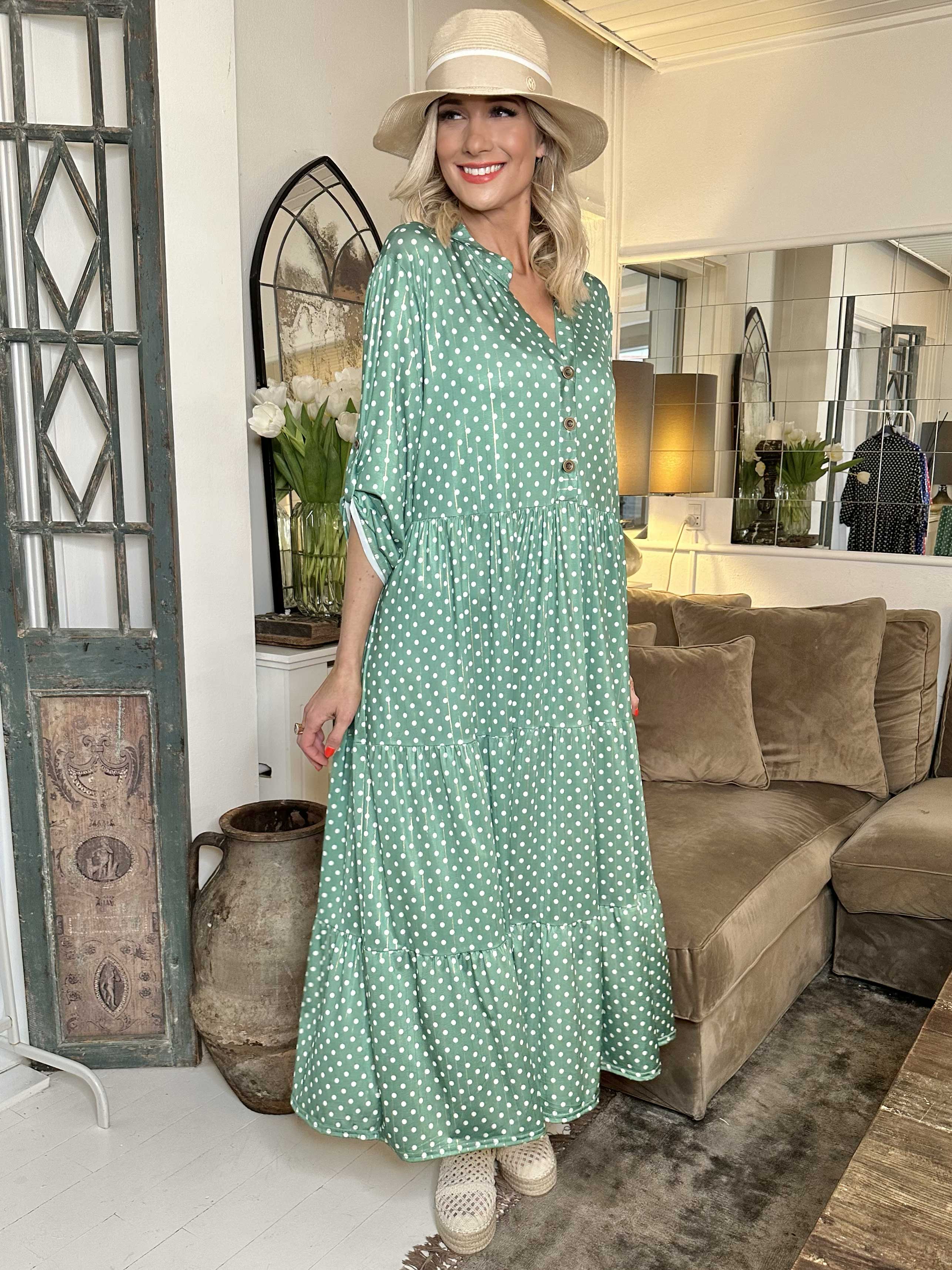 Milano Dot - Långklänning med prickar och lager-på-lager-look