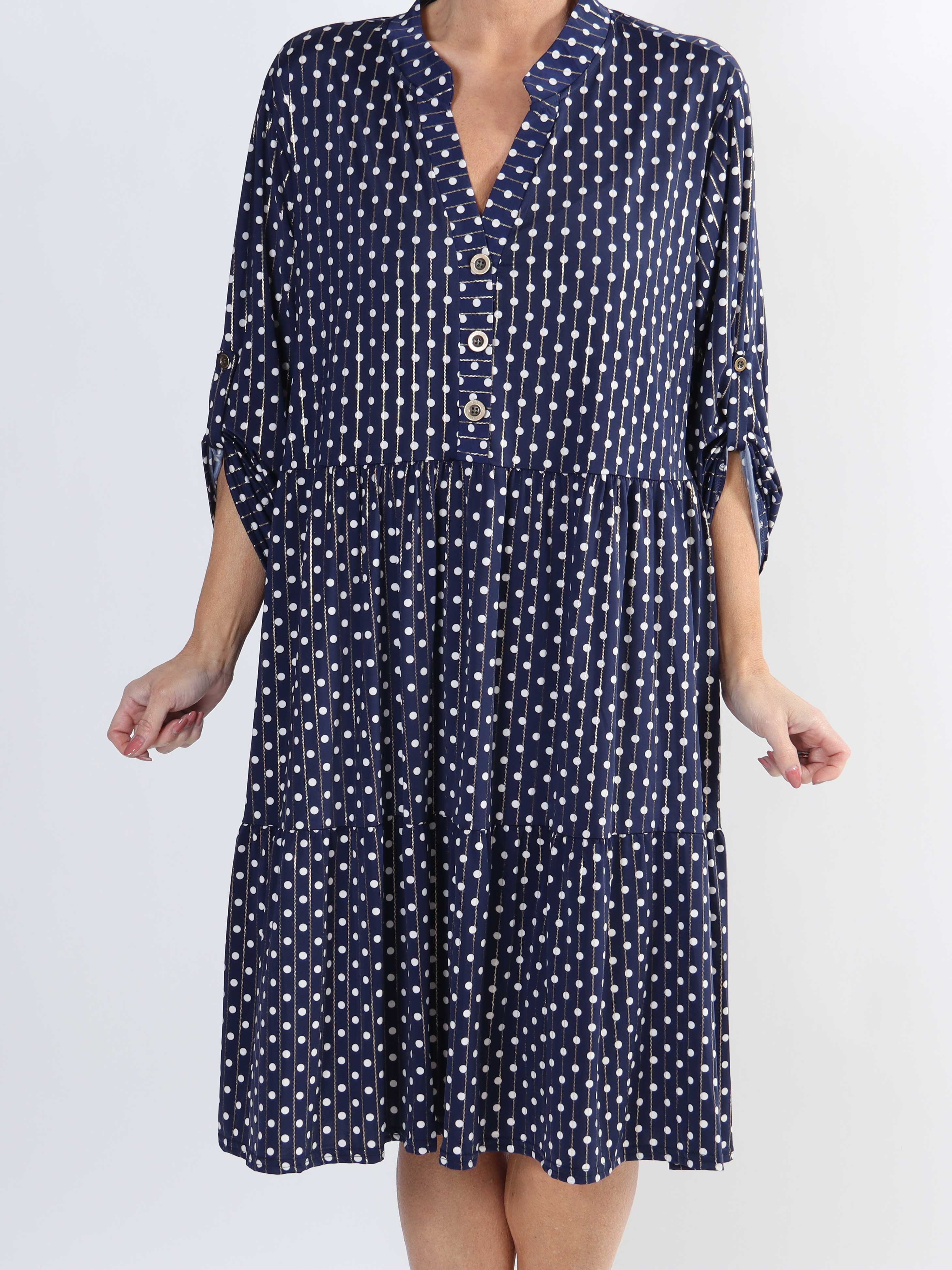 Milano Dot Midi - Plus size-klänning med prickar och lager-på-lager-look