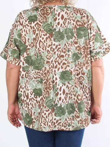 Mintu Leo - Plus size t-shirt i bomull med leopardtryck
