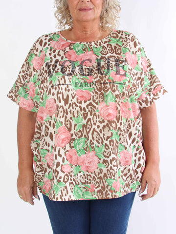 Mintu Leo - Plus size t-shirt i bomull med leopardtryck