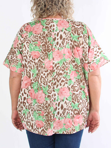 Mintu Leo - Plus size t-shirt i bomull med leopardtryck