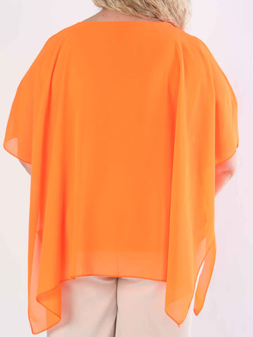 Mirabella Plain Shirt - Söt tunika i plusstorlek med löst chiffonglager