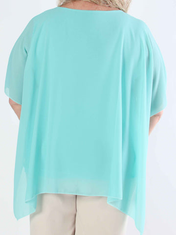 Mirabella Plain Shirt - Söt tunika i plusstorlek med löst chiffonglager
