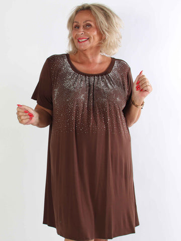 Miravi Sparkle - Løs plus size kjole i elastisk stof med similisten