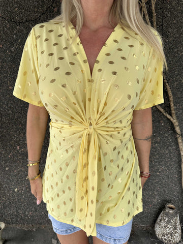 Molly Dot Shirt - Elastisk blus med fin knytdetalj framtill