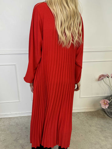 Nancy Long Sleeve - Lång klänning med plissering och fickor