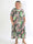 Nannie Retro - Lang plisseret plus size kjole i flerfarvet mønster