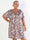Nicolina Butterfly Short - Plus size kjole med sommerfugleprint og snøre under brystet