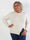 Ondine - Elegant plus size strikbluse med fine hvide perler og lille slids
