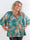 Pamela Gold Flower Shirt - Söt tunika i plusstorlek med smock och volanger