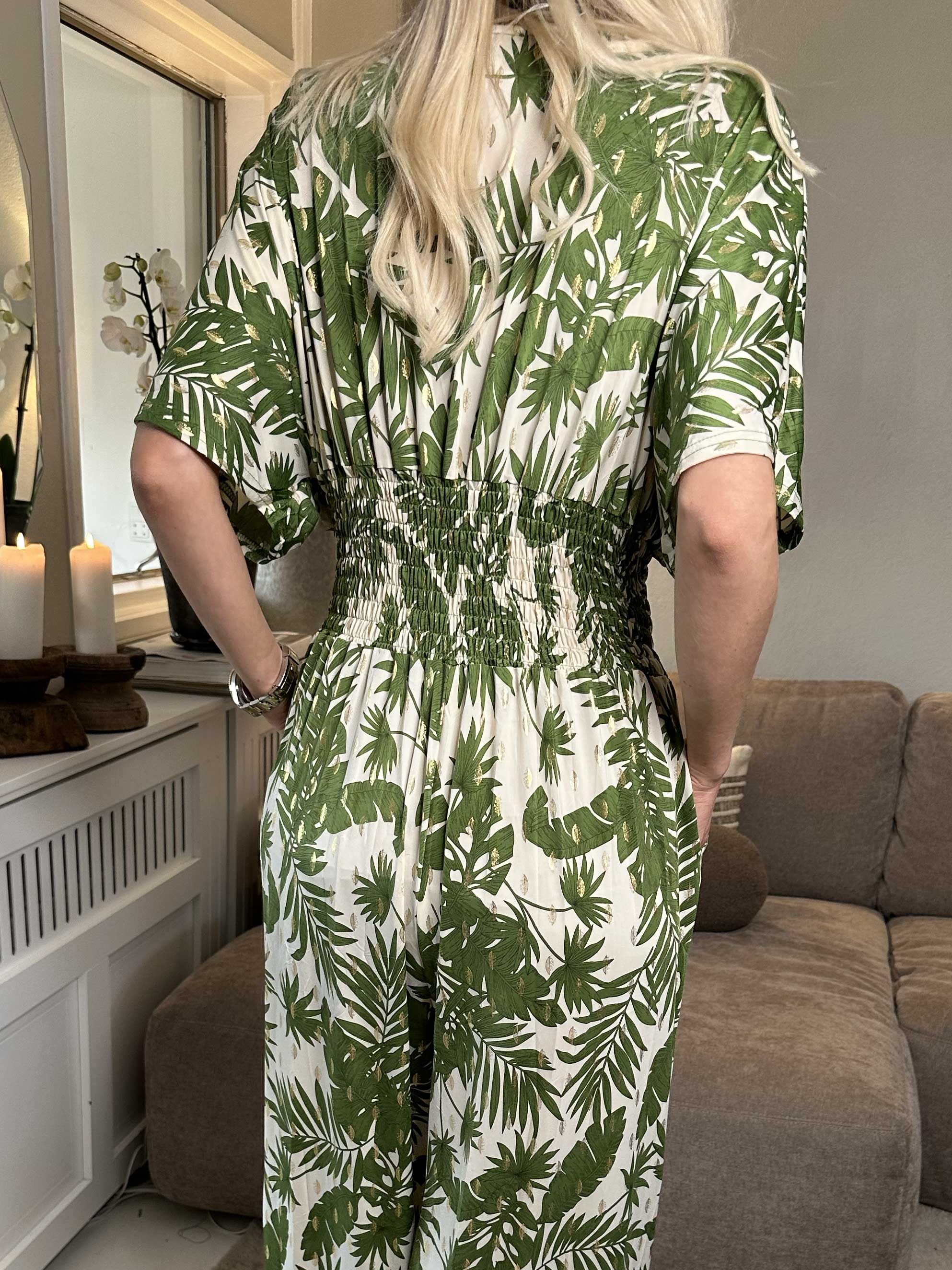 Pams Gold Leaf Jumpsuit - Jumpsuit med resår och bladmönster - Black